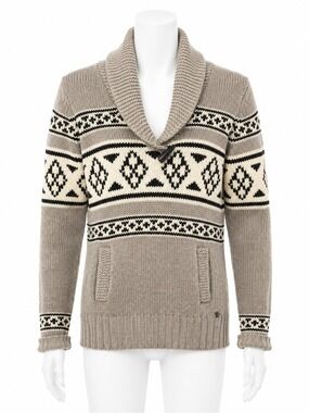 Aritzia TNA Lambswool Fair Isle Cowl Neck Sweater Size Medium